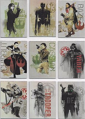 STAR WARS ROGUE ONE MISSION BRIEFING CHARACTER FOIL COMPLETE SET 9 CARDS