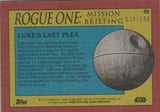 2016 TOPPS STAR WARS ROGUE ONE MISSION BRIEFING GREY Parallel #49 038/100
